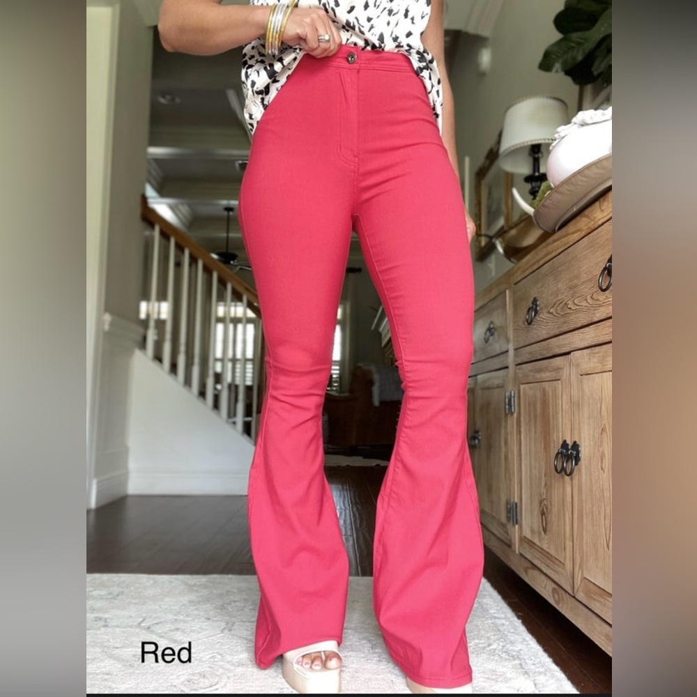 Stylish Red Flare Pants for Women